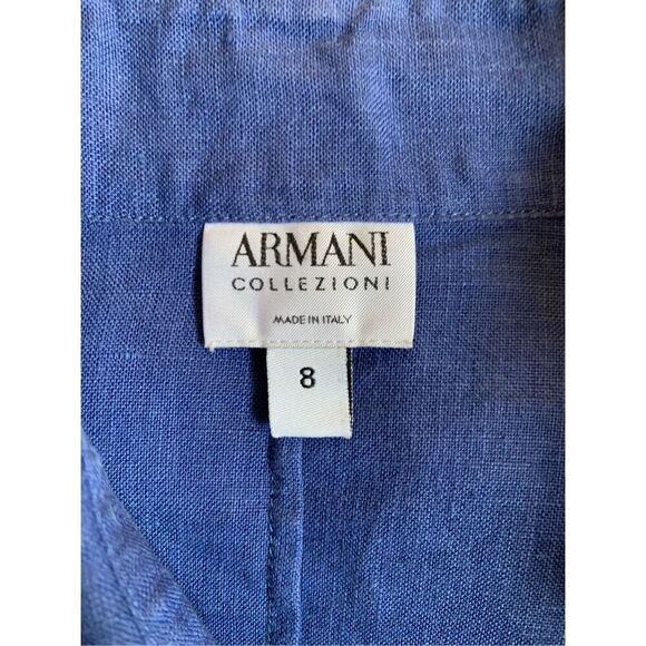 Armani Collezioni Linen Button Front‎ Tunic Sapphire Blue Size 8 - Picture 7 of 12